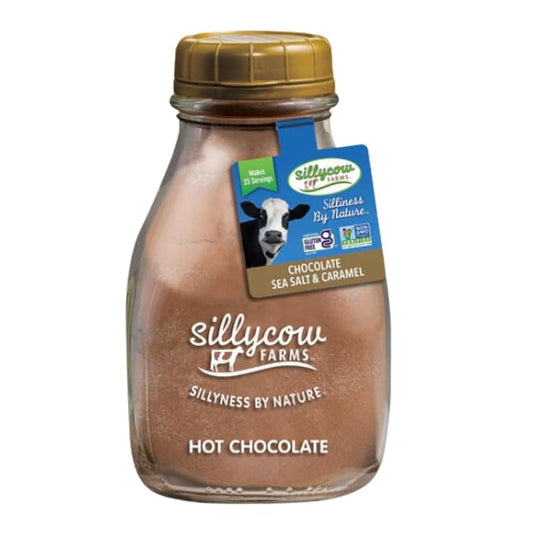 Sillycow Farms Hot Chocolate Sea Salt & Caramel Mix | Rich Hot Cocoa Delight | Gluten-Free, Non-GMO, Dairy-Free | Indulgence with Pure Sweet Caramel Flavor | 16.9 Oz Reusable Glass Bottle - Pack of 1