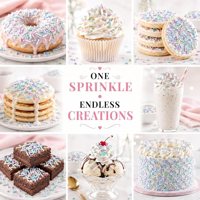 Confect Rainbow Sprinkles I Custom Blend Jimmes I Multicolor Decorative Toppings for Baking I Cake and Cupcake Decorations | Vegan, Gluten-Free, Nut-Free, Palm Oil-Free -4.2Oz (Fiesta Fun)