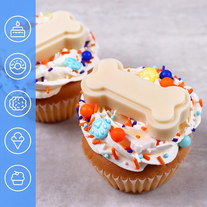 Dog Paw & Dog Bone Birthday Themed Sprinkles - 3oz, Sprinkles for Cupcakes Decorating, Dog Paw Cake Decorations, Orange and Blue Sprinkle Mix for Decorating Cakes, Cookies, Cupcakes, Treats and Candy