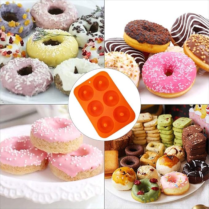 Silicone Donut Non Stick Durable Baking Tray Set for Homemade Donuts 2pcs 10.23 X 7.08 in (As Shown)