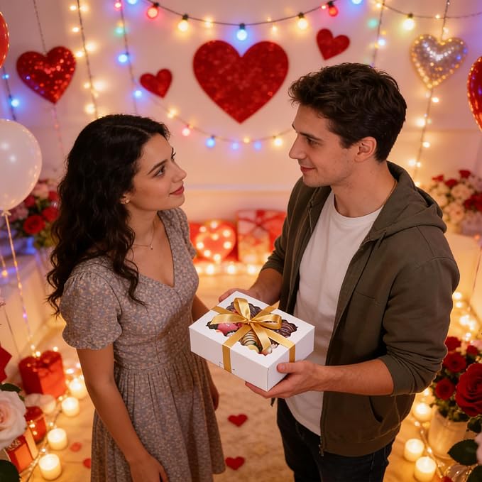 COTOPHER Auto Pop Up Cookie Box with Window 8x6x2.5 Inches – 50 Pack White Bakery Boxes with Gold Ribbon for Birthday Party Favors, Wedding, Christmas Gift Packaging for Cookies, Candy, Macarons