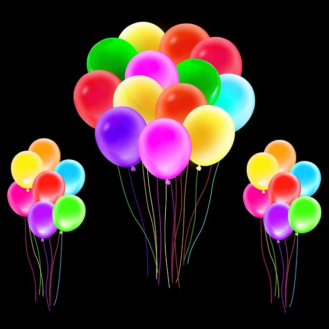 Voircoloria 105pcs UV Neon Balloons 12inch Glow Party UV Black Light Balloons, Glow in the Dark for Birthday, Graduation, Baby Shower,Wedding, Anniversary Valentines Party Decorations