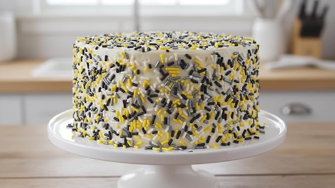 NCS Pittsburgh Game Day Black, Yellow, Silver & White Jimmies Edible Sprinkles – Cupcake, Cake & Cookie Decorations, 7 oz