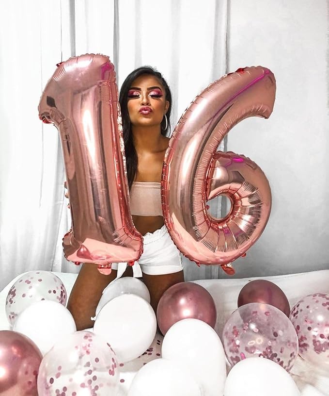 40 Inch Balloons Number, Large Rose Gold Number 13 Balloon Party Decorations for 1 3 31 Birthday Memorial Day, Foil Balloon for Outdoor & Indoor Wedding Supplies