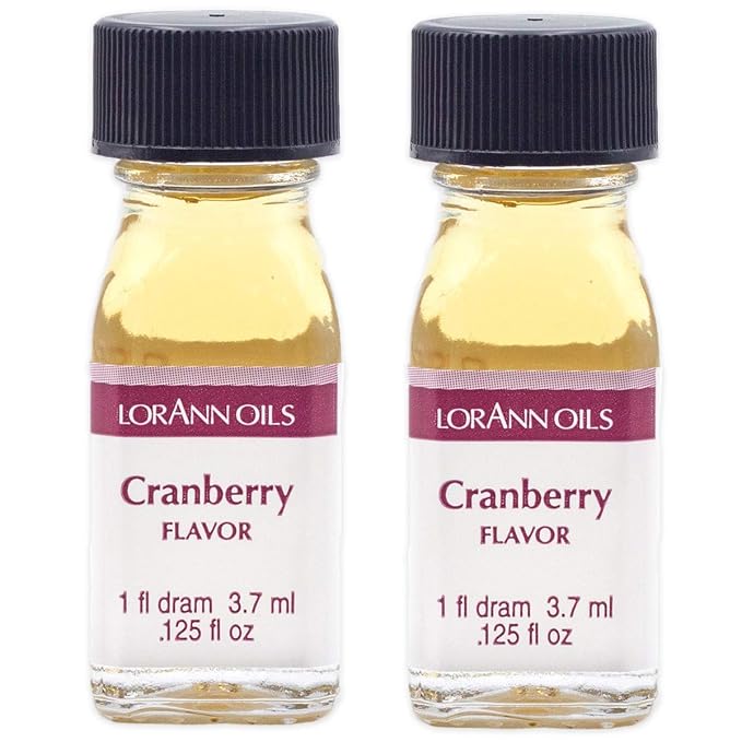 LorAnn Oils Super Strength Flavoring, Used For Candy Making, Flavoring Extracts, Baking, Hard Candy, & Flavor Oils - Bold, Natural Flavors 4X Stronger Than Extracts, Cranberry, Pack of 2, 0.125 fl oz