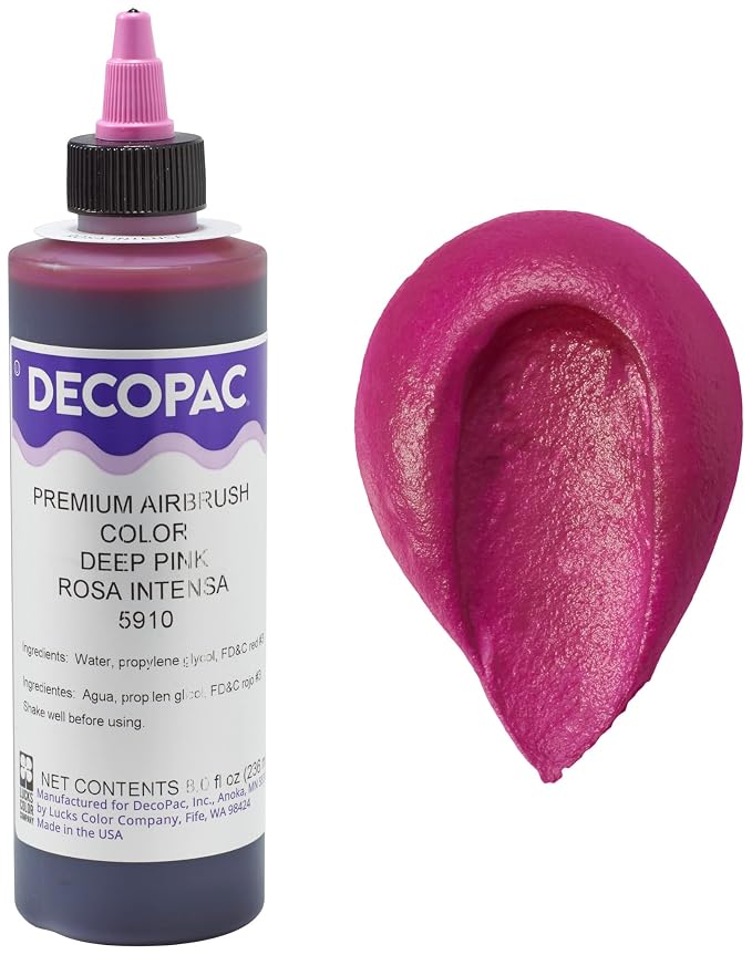 DECOPAC Premium Airbrush Color Multipack, Super Red, Royal Blue, Canary Yellow, Grass Green, Princess Pink and Midnight Black - 8 oz each (Pack of 6, 48oz)