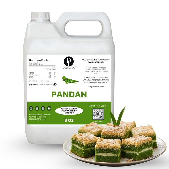 Dolce Flav Pandan Flavoring Concentrate | Water Soluble | 8 Fl Oz
