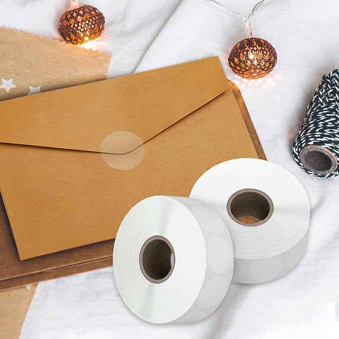 Misofuki 1" Clear Circle Stickers (1000 Pcs), Transparent Self-Adhesive Seals for Envelope, Cosmetic Box, Gift Bag, Mail, PVC Material, Round Wafer Package Seals