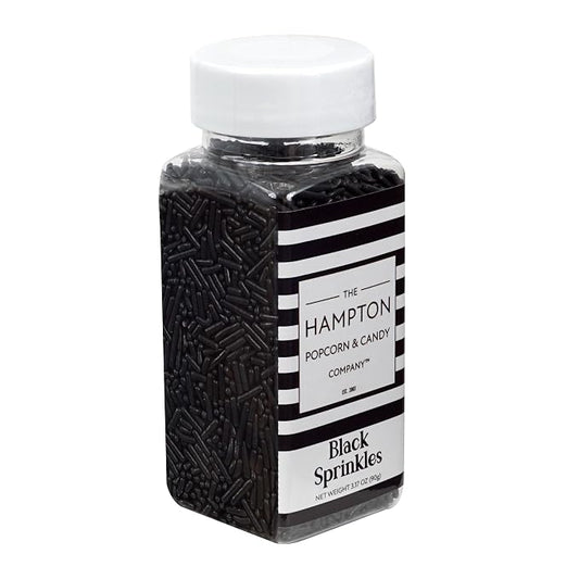 Black Sprinkles Jimmies 3.17 oz, Sprinkles For Cake Decorating, Cake Sprinkles, Sprinkles For Baking, Ice Cream & More, The Hampton Candy Company