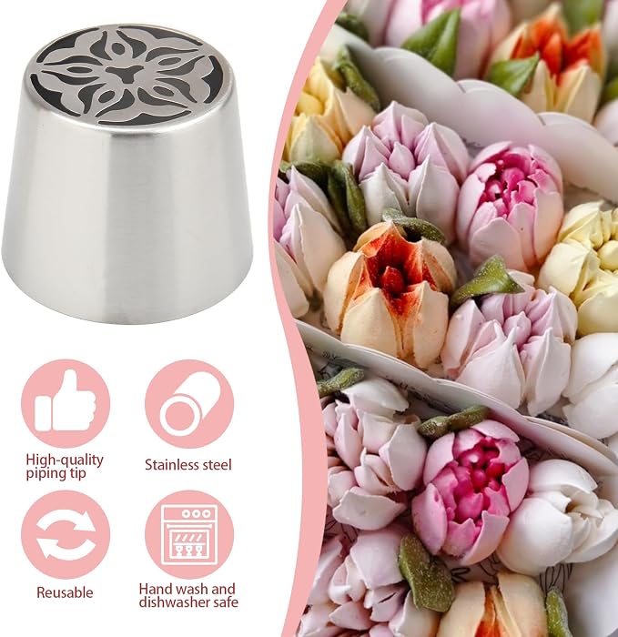 Extra Large Russian Piping Tips for Marshmallows Stainless Steel Flower Frosting Nozzles many styles Cake Decorating Baking tool for Buttercream, Cupcakes Cookies(SL41)