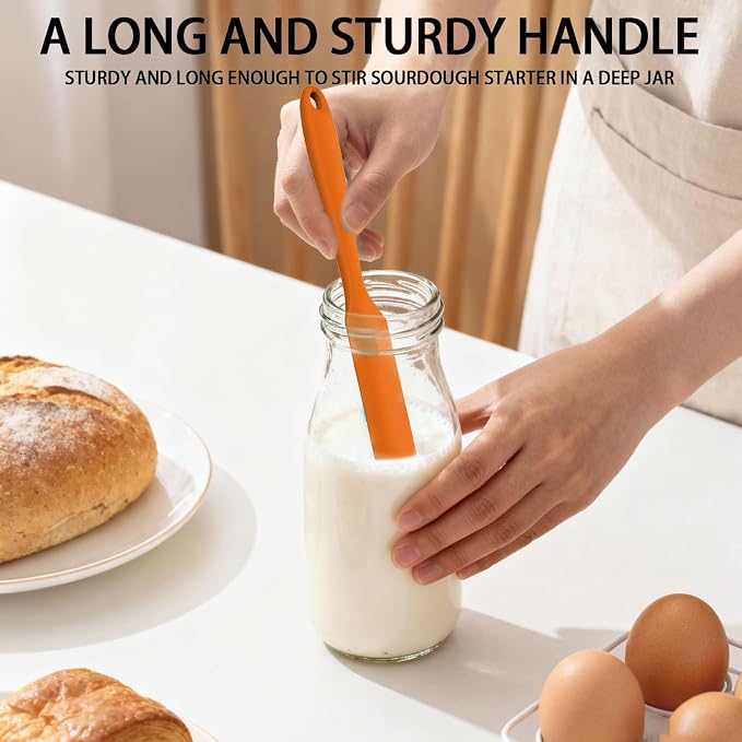 2Pcs Silicone Jar Spatula,9 Inch Jam Spreader for Peanut Butter,Heat-Resistant Food-Grade Jar Blender,Kitchen Spatula for Scraping Icing Bread Cream, Jam (orange)