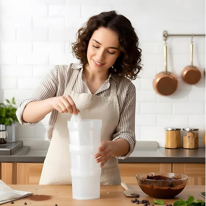 Pastry Piping Bag Holder Stand, Stackable Translucent Piping Bag Holder | Stand for Filling Hands-Free Adjustable Height Cream Icing Bags Rack for Baking