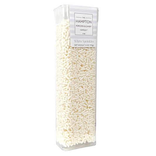 White Sprinkles Jimmies 4 oz, Sprinkles For Cake Decorating, Baking, Ice Cream & More, The Hampton Candy Company