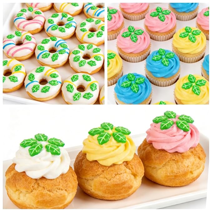 Green Leaf Sprinkles for Cake Decorating, 150g/5.29oz, Edible Green Sugar Sprinkles, Flower Cake Decorations, Cupcake Cookies Topper, Easter Baking Party Spring Supplies