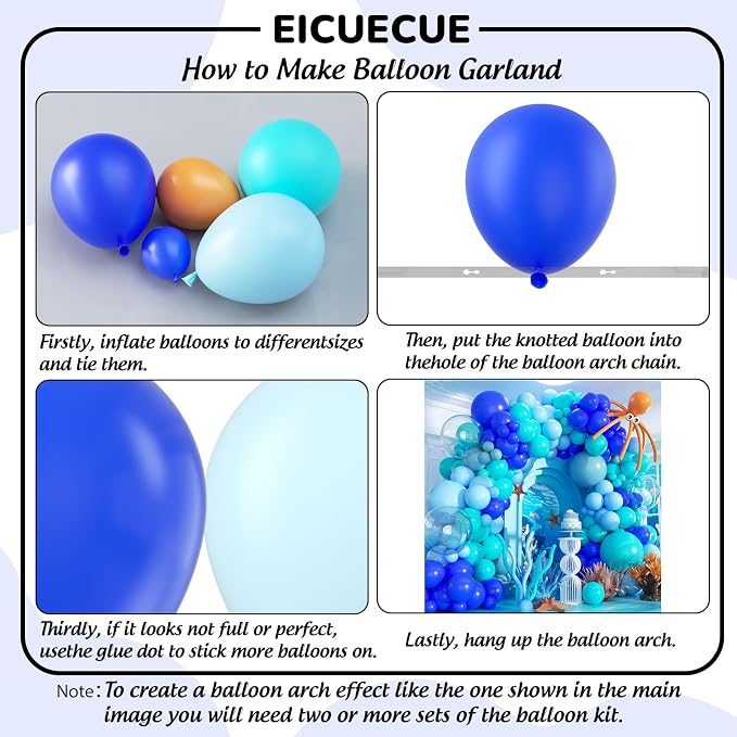Under The Sea Balloon Arch Kit -156Pcs Blue Teal Dusty Blue Orange Long Balloon Garland Kit for Ocean Themed Under The Sea Baby Shower Ocean Animals Theme Birthday Party Decorations