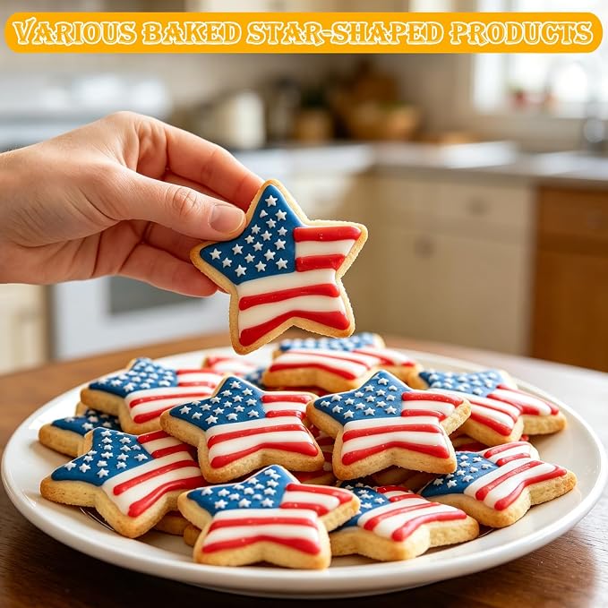Star Cookie Cutters (5 Pieces/Set),Biscuit Cutter Set with Handle and Big Ring, Professional Baking Dough Cutter Tools for Cakes, Sandwiches, Donuts, Dumplings