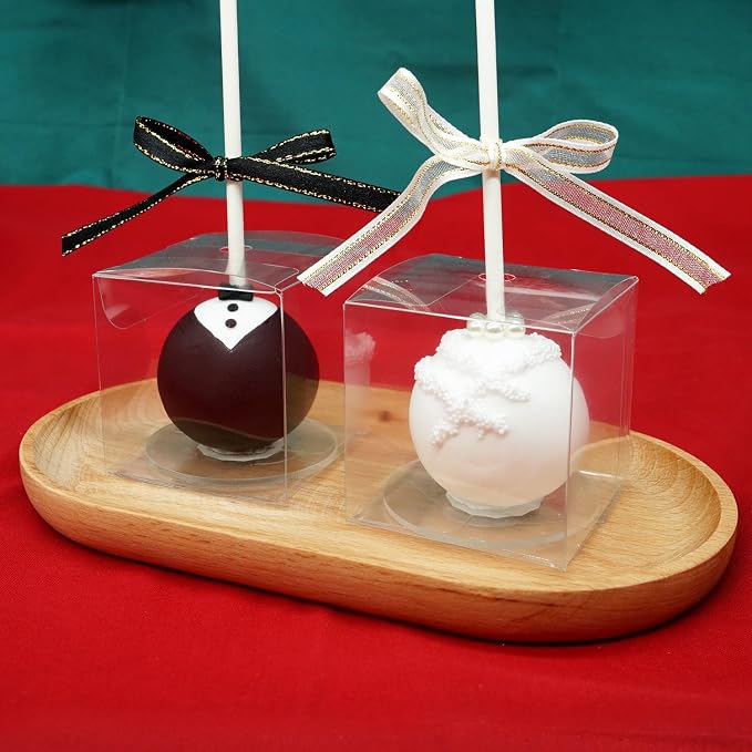 XINHPKGG 50pcs Clear Favor Boxes 2x2x2 Inch Clear Cake Pop Boxes with Hole Top Macaron Box Treat Box for Birthday Wedding Party
