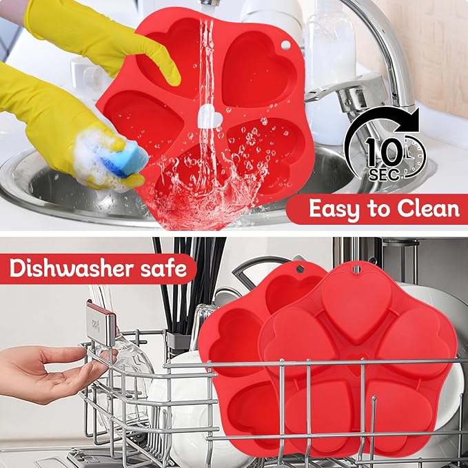 2 Pieces Silicone Air Fryer Muffin Pan Egg Bite Heart Mold for Oven Baking,Mini Muffin Tins Cups Cake Tray for Air Fryer Liners Basket Instant Pot Accessories Baking Muffin Cakes Pancake