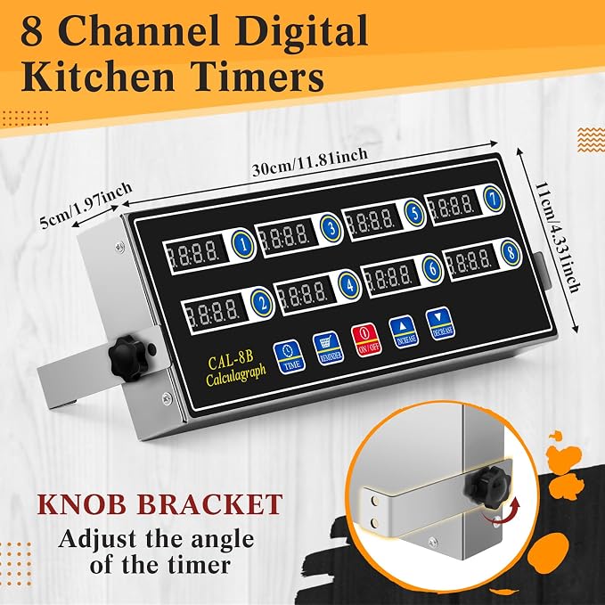 Relaxweex 1 Pack Digital Kitchen Timer, Commercial Cooking Timer with Loud Alarm, Large LCD Display, for Restaurants, Baking, Labs, Multiple Independent Countdown Timers (8 Channel)