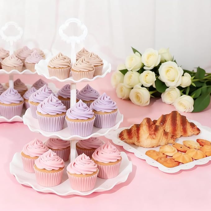 VISCOO 36 Pack Cupcake Stand, Dessert Table Display Set, 3-2 Tiered Tray Stand & Cupcake Holder Display Tower for Wedding, Serving Trays for Tea Party, Birthday, Dessert Stands for Baby Shower