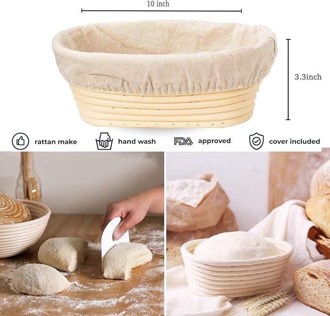 6 Pieces Oval Banneton Proofing Cloth liner, 10 inch Bread Proofing Basket Liner, Sourdough Baking Dough Basket Cloth Liner for Bakery Home Baking (Basket Not Included)(Oval)