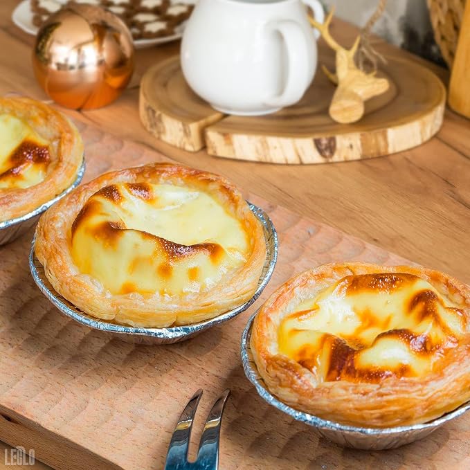 100 Pcs Disposable Egg Tart Tins - 3" Aluminum Mini Pie Tins, Durable Material, Easy to Use & Oven Safe, Moisture & Odor Resistant for Spring Holiday Baking & Pot Pies, Great Easter Gifts for Bakers