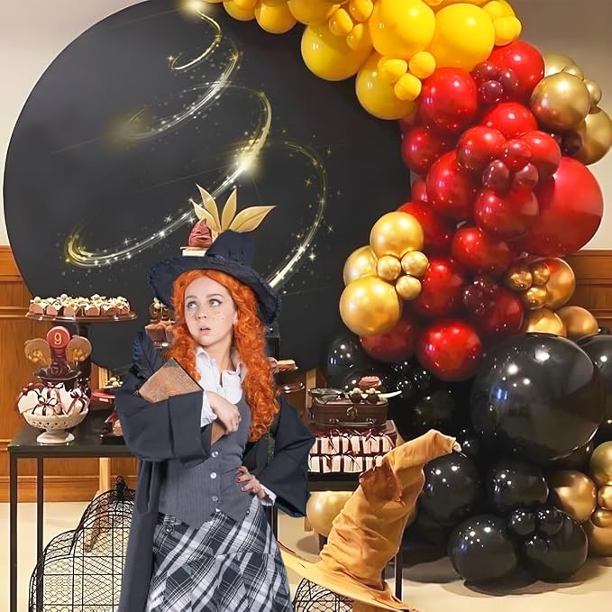 MEBAY Red Black Yellow Balloon Arch Kit, 166Pcs Latex Balloon Different Sizes 18 12 10 5 inch for Boy Birthday Baby Shower Wedding Race Car Theme Party Decorations