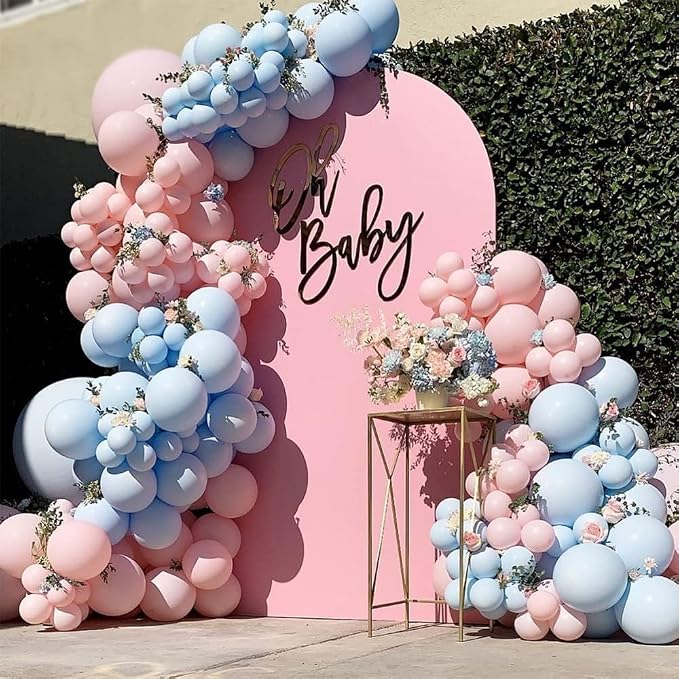 Double Stuffed Pastel Blue Balloon Garland Macaron Baby Blue Balloons Different Sizes 18/12/5 Inch Light Blue Latex Balloons Arch Kit For Gender Reveal Birthday Baby Shower Party Decorations
