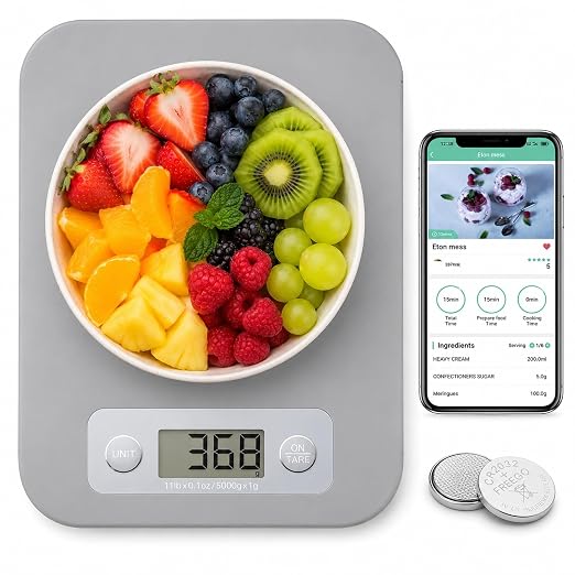 URAMAZ Smart Food Scale with Nutritional Calculator, Digital Kitchen Scale with Bluetooth App for Weight Loss, Food Weight Scale for Diet, Keto, Macro, Calories Counting, Tracking, 11lb