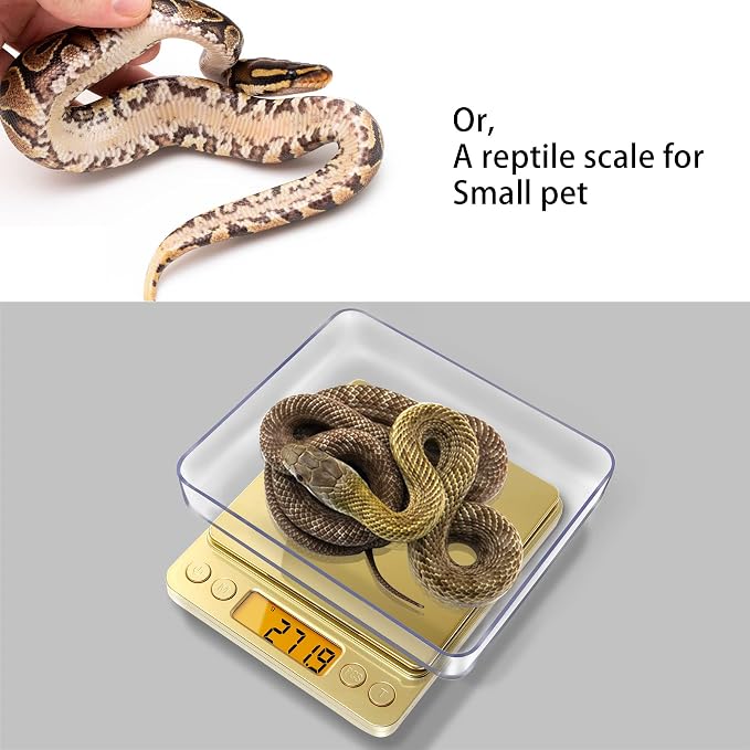 Fuzion Small Gram Scale 3000g, Digital Kitchen Food Scale, Gram and Ounce | Gold Titanium Mirror Finish, 0.1g Accuracy, 6 Modes, 2 Trays Included, Tare, Piece Counting, For Food, Coffee, Coins, Herb