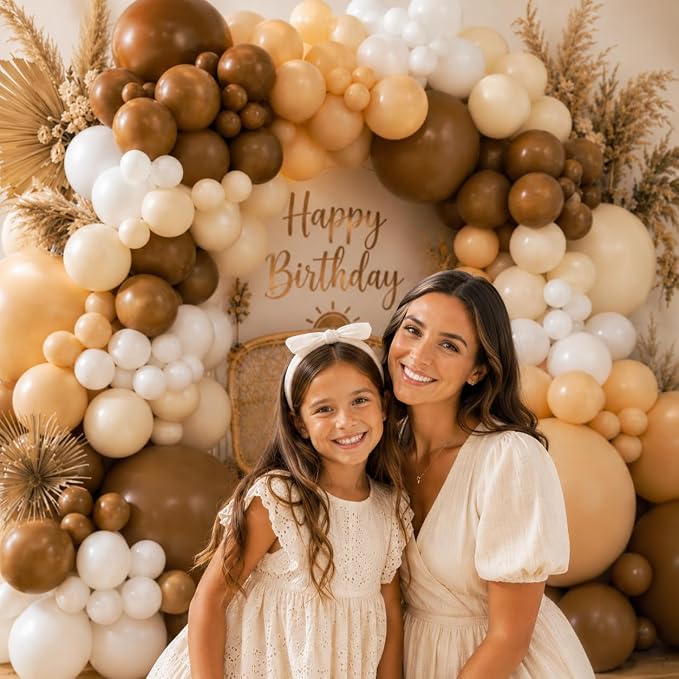 450Pcs Netural Balloons Garland Arch Kit - 18 12 10 5 Inch Different Sizes Brown Latex Balloon for Birthday, Anniversary, Bridal Shower, Baby Shower, Wedding, Boho, Teddy Party Decorations