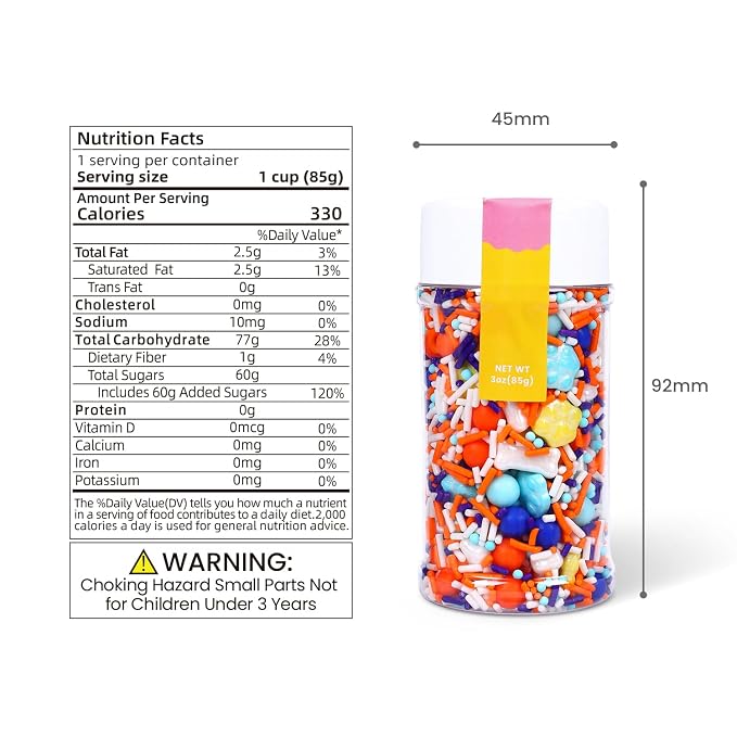 Dog Paw & Dog Bone Birthday Themed Sprinkles - 3oz, Sprinkles for Cupcakes Decorating, Dog Paw Cake Decorations, Orange and Blue Sprinkle Mix for Decorating Cakes, Cookies, Cupcakes, Treats and Candy