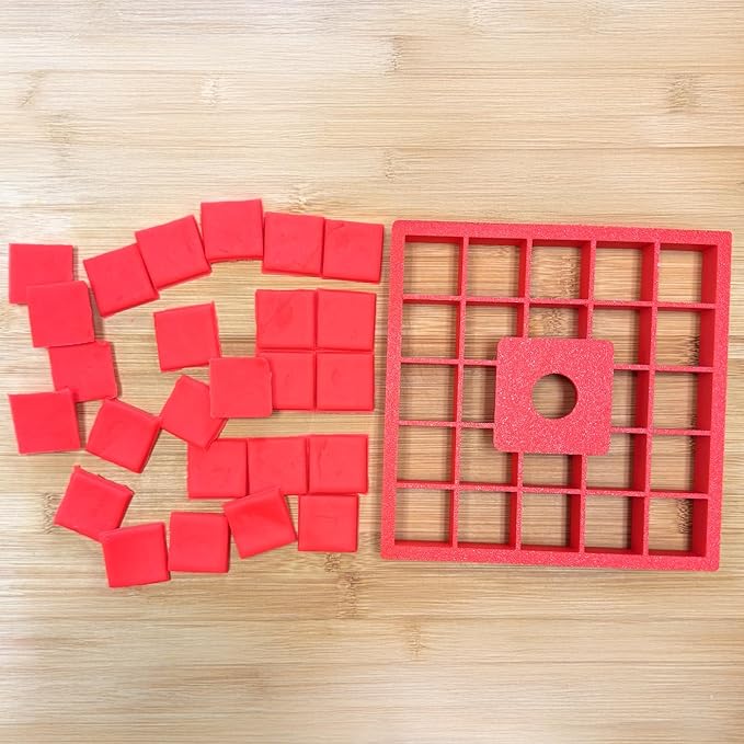 Mighty Gadget 25x1”x1"" Multi Squares Cookie Cutter (5 x 5 in) | Food Safe Material | Sturdy Design | Durable and Reusable, large, Red