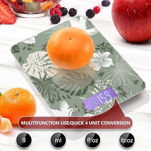 Food Scale Kitchen Scale Food Weight Scales Digital Weight Grams and Ounces Small Electronic Food Scale for Baking Cooking Tropical Palm Leaves Birds Flowers
