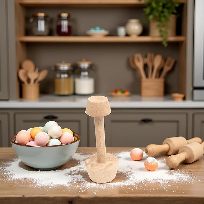 Tart Tamper - Double Side Wooden Egg Mold DIY Cake Pastry Pusher for Kitchen Party Baking Tools, Pie and Quiche Pans