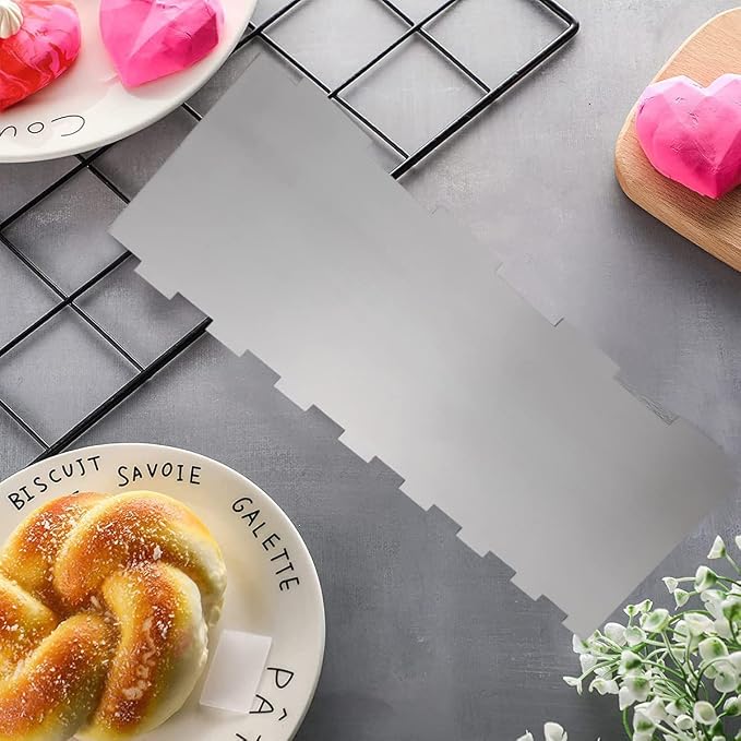 8.6 Inch Stainless Steel Cake Scraper Metal Scraper for Cake Smoother Leveler Scraper Cake Decorating Comb Cake Cutter for Mousse Butter Cream (Style 5)