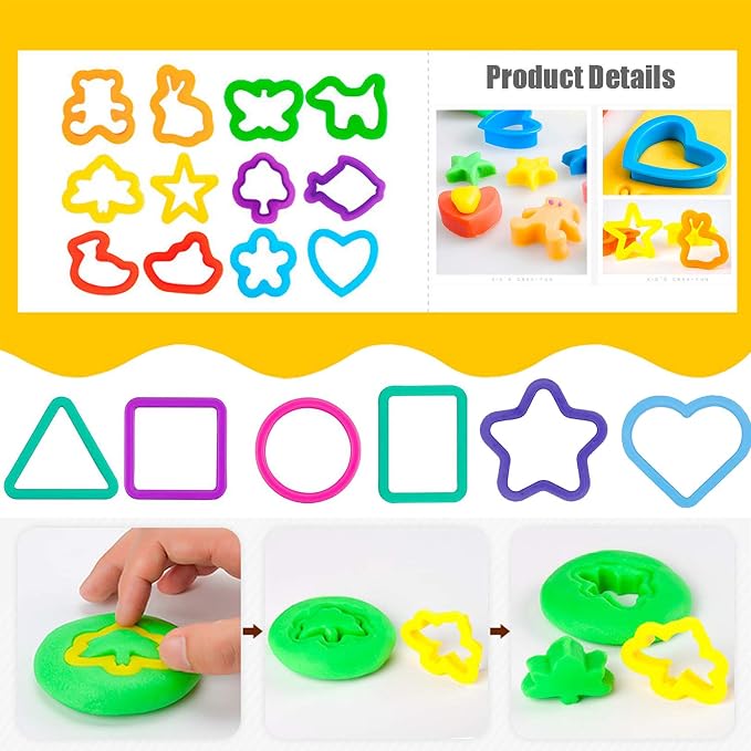 32-Piece Dough Tool Set for Kids – Dough Play Tools with Molds, Rollers, Extruder, Cutters & Scissors –Clay Tools for Creative Play (Random Colors)