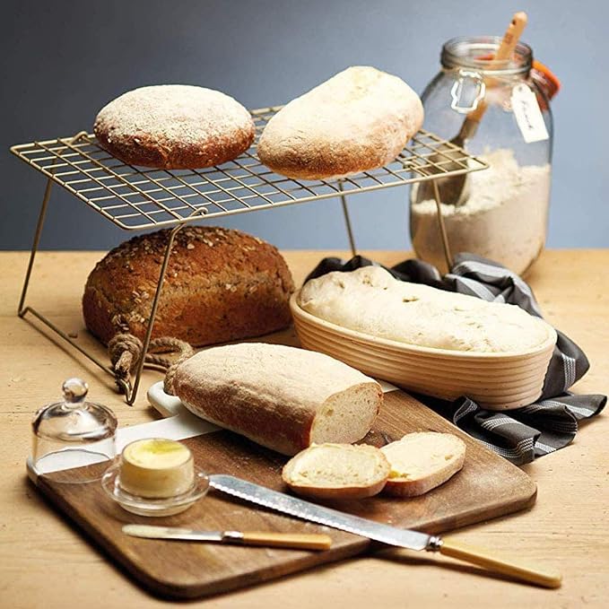 10 inch Oval Bread Proofing Basket Set of 2,Sourdough Bread Rising Bowl with Cloth Liner,Bread Baking Supplies for Professional Home Bakers
