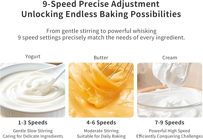 7-Speed Cordless Hand Mixer for Baking - Electric Handheld Mixer with 6 Stainless Steel Attachments, Turbo Boost, Digital Display, Lightweight Cake Mixer for Eggs, Cream, Cookie Dough (Red)