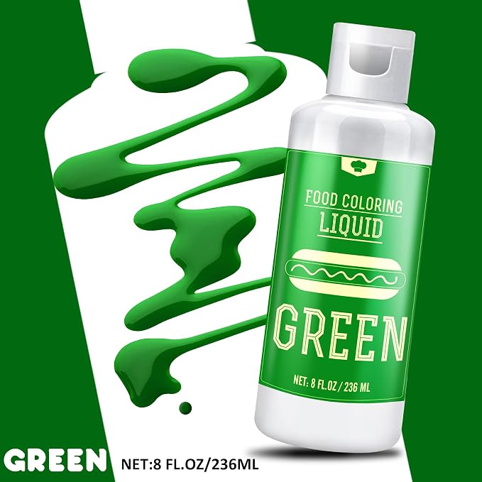 Food Coloring - 240ml Liquid Vivid Food Coloring for Baking, Cake Decorating, Icing, Cookie, Fondant and Macaron - Tasteless Concentrated Food Color Dye for DIY Soap Making and Crafts (Green)
