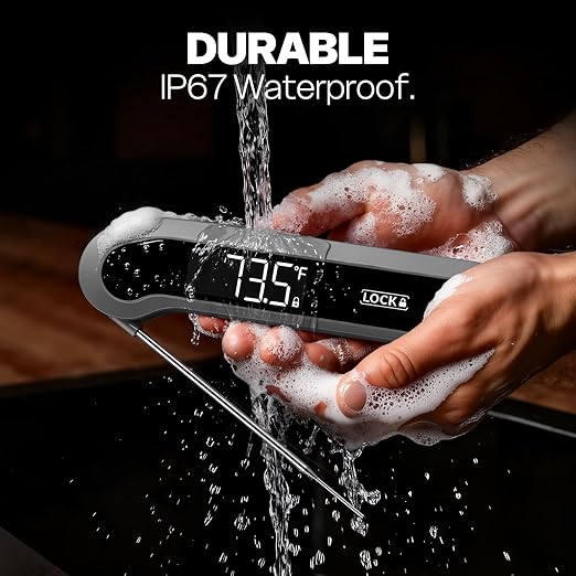 0.3 Sec Instant Read Meat Thermometer Digital for Cooking, ±0.5℉ Precision, Food Thermometer for Grilling, Air Fryer, Smoker, Candy, BBQ Essentials, Gift for Dad Him Men Birthday, Grey
