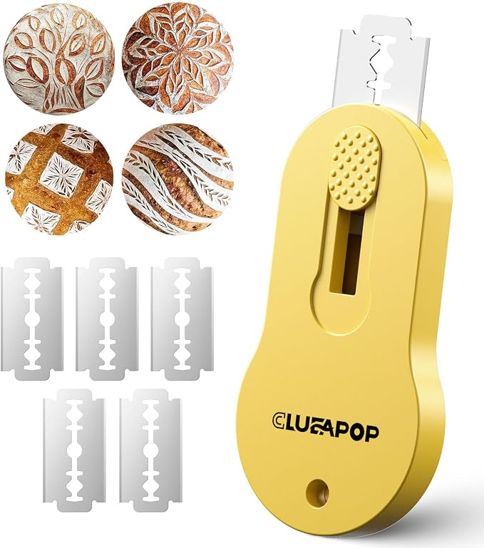 CLUEAPOP Bread Lame Sourdough Scoring Tool Extractable & Magnetic - Professional Dough Scoring Tool for Sourdough Bread Baking & Bread Making Tools - Scoring Patterns Booklet & 5 Razor Blades