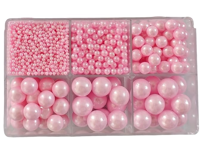 5 Sizes Edible Pink Pearls Sugar Sprinkles 130g/4.6oz, 2,4,7,10,12mm Candy Pearl for Cake Decorating and Cupcake Toppers Cookie Decorations Ice Cream Topping Wedding Valentines Halloween Christmas
