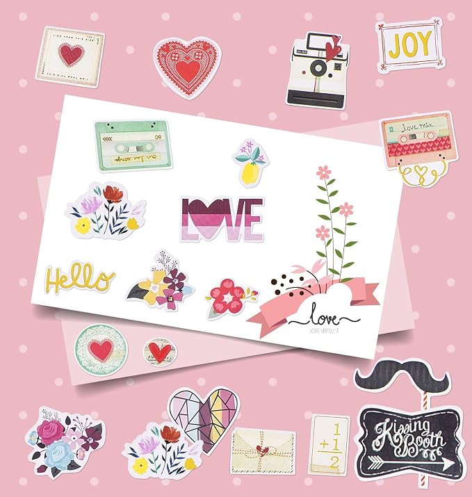 FaCraft Scrapbooking Supplies Ephemera Die Cuts Stickers (95 pcs Love)