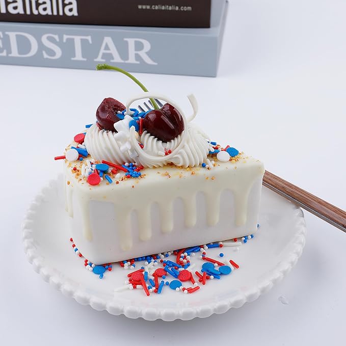 Red White and Blue Sprinkles, 4.6oz Patriotic 4th of July Sprinkles, 3-Mix Nonpareils Confetti Jimmies for Cupcakes Ice Cream Dessert