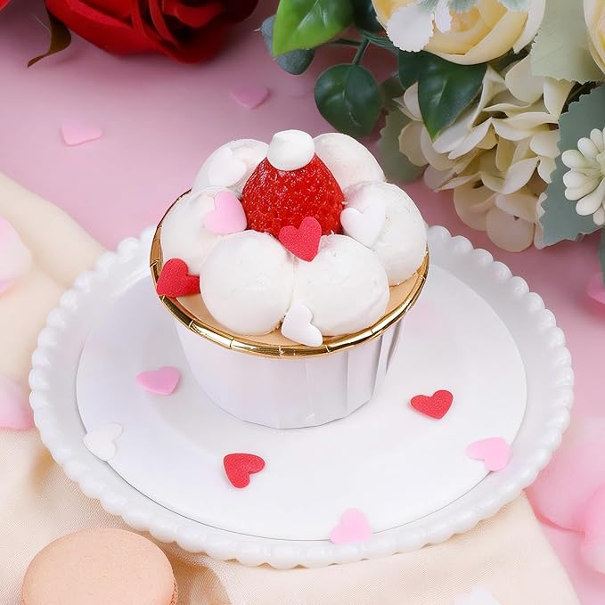 Pink White & Red Heart Sprinkles for Cake Decorating, Valentines Sprinkles for Baking, Edible Heart Shaped Confetti for Cookies, Cupcakes & Ice Cream