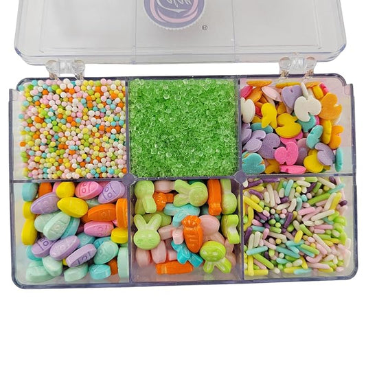 Easter Sprinkles, 6 Cell Spring Bunny Carrots Sprinkles for Cake Decorations, Edible Sprinkle Mix for Baking Cupcake Toppers Ice Cream Toppings and Cookie Decorating Easter Supplies