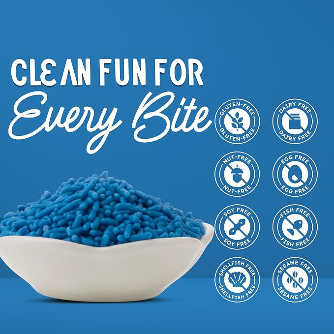 Snackathon Natural Sprinkles for Baking & Decorating, Dye-Free Blue Sprinkles, 15 oz Bulk Jimmies in Resealable Bag - Naturally Colored, No Artificial Dyes, Gluten-free for Cupcakes, Cookies & Ice Cream
