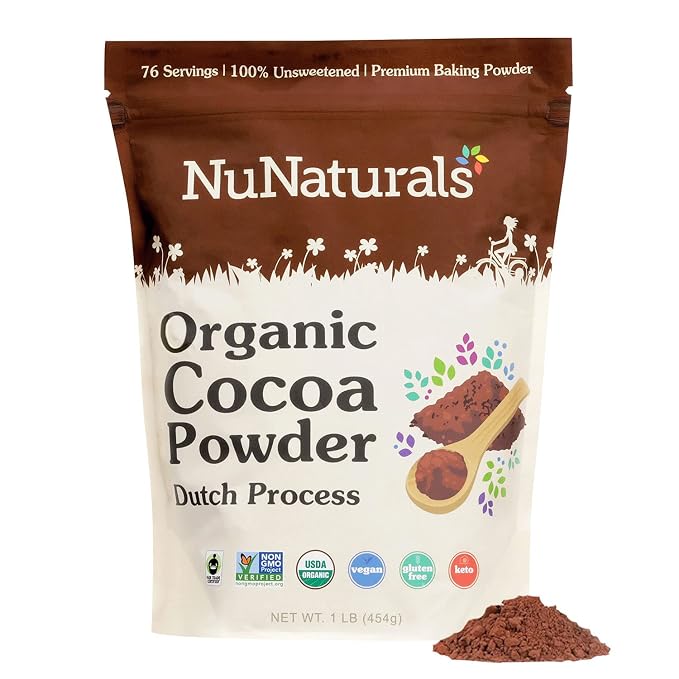NuNaturals Cocoa Dutch Process Organic Fairtrade Certified 10-12%, 1 lb 2 Pack
