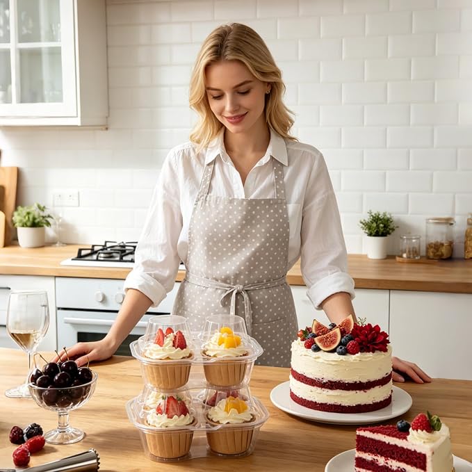 150PCS Cupcake Containers 2 Count | 2 Pack Cupcake Containers with Clear PET Hinged Lid, Double Dessert Holder Boxes for Muffins, Bakery, Parties and Sweet Gifts